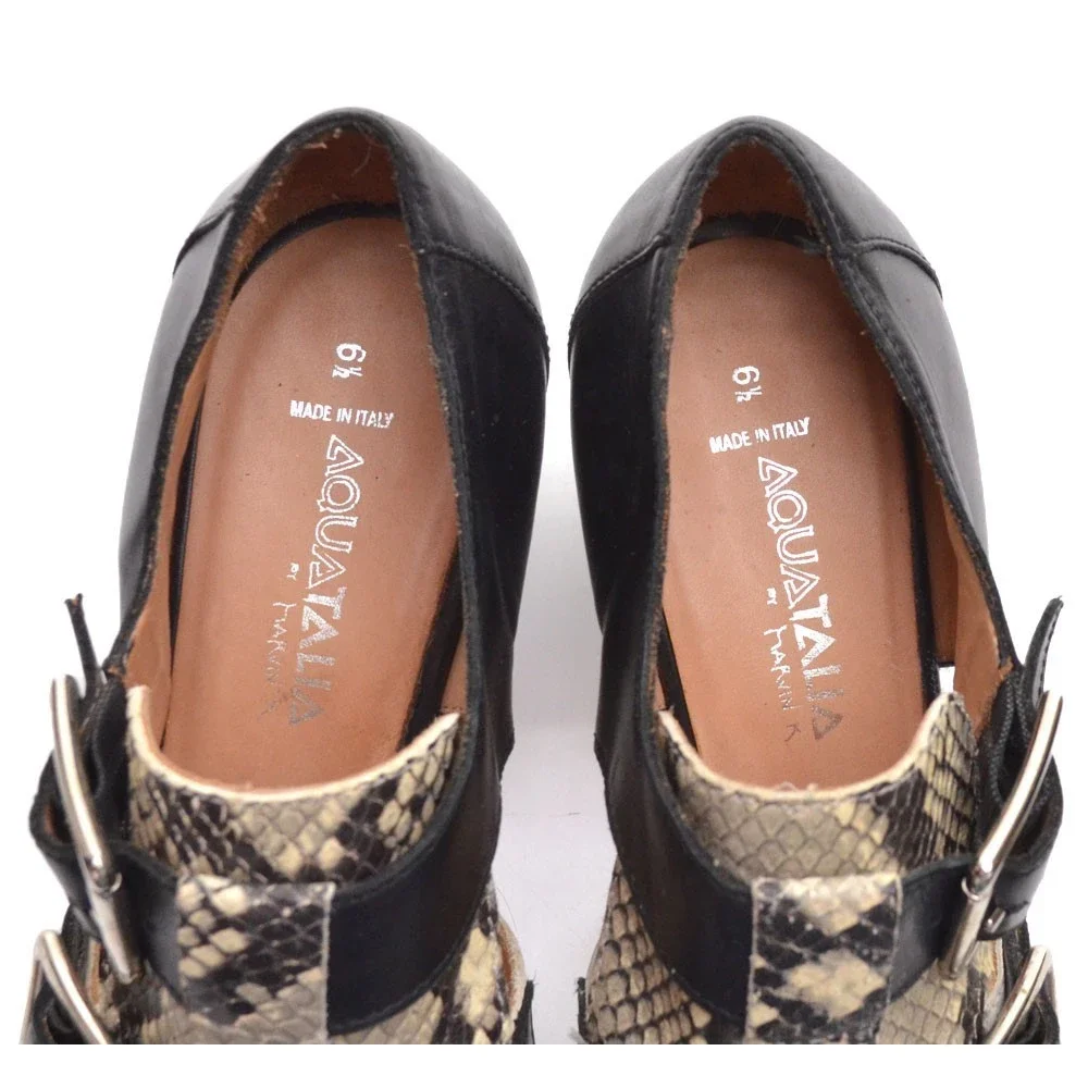 Aquatalia Lynn Snake Buckle Pointed Toe Pumps 6.5 M